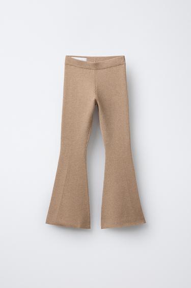 FLARE RIBBED LEGGINGS - Mid-camel by Zara