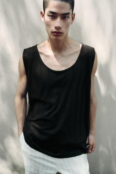 TEXTURED TANK TOP - Chocolate by Zara