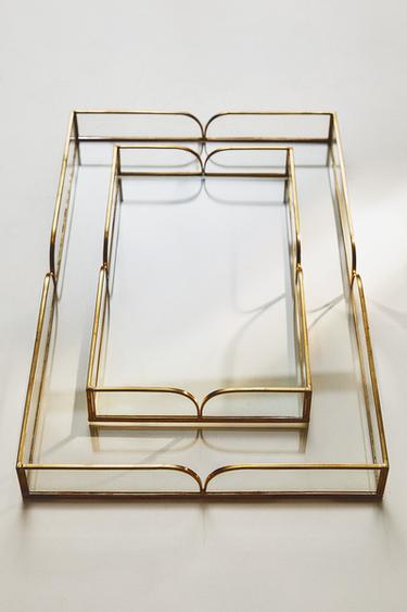 GLASS AND METAL TRAY - Gold by Zara