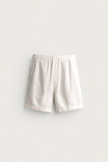 TEXTURED REGULAR FIT BERMUDA SHORTS - Oyster-white by Zara