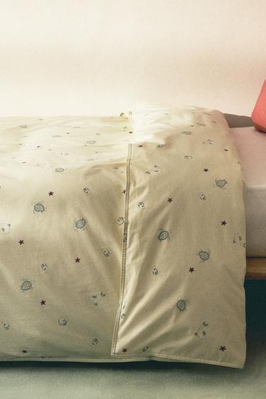 CHILDREN’S SEA PRINT DUVET COVER - Light lime green by Zara