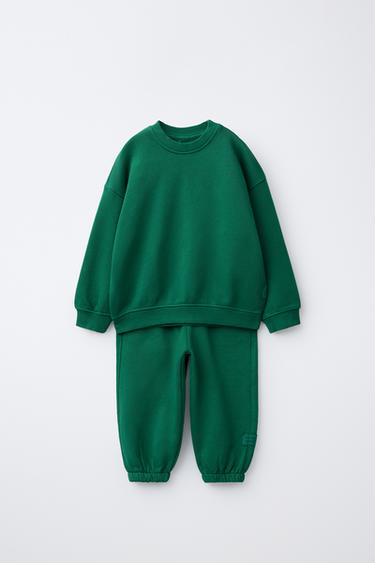 SWEATSHIRT AND JOGGER TROUSERS SET WITH LABEL - Green by Zara