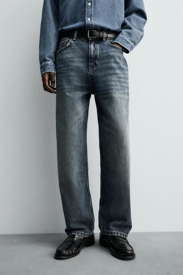 STRAIGHT ANKLE FIT JEANS - Mid-blue by Zara