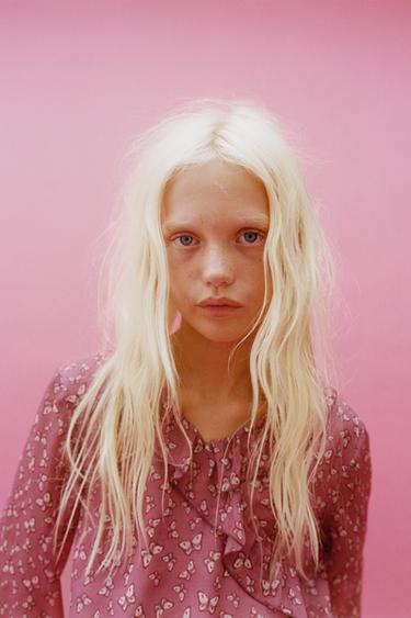 BUTTERFLY PRINT BLOUSE - Raspberry by Zara