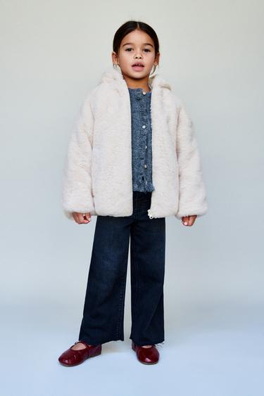 FAUX FUR HOODED JACKET - Ecru by Zara