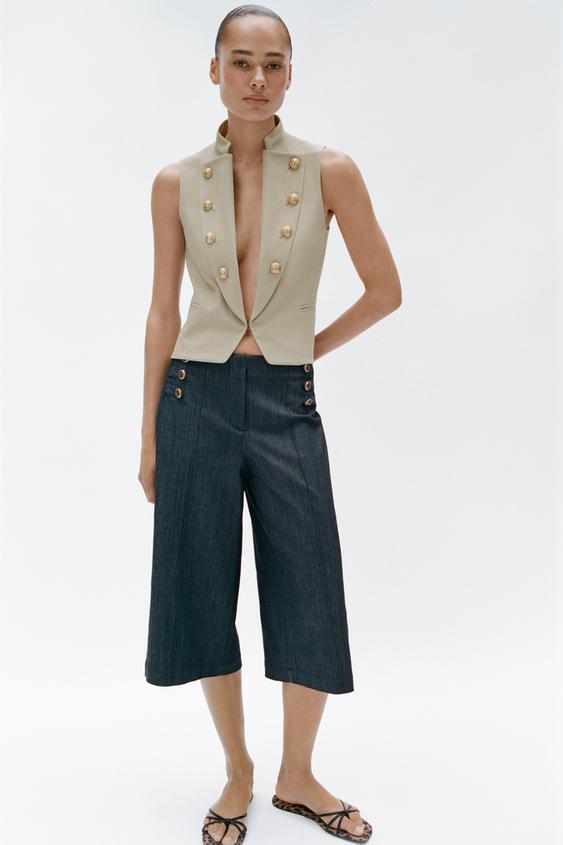 LAPEL BUTTON WAISTCOAT - Sand by Zara - Image 0
