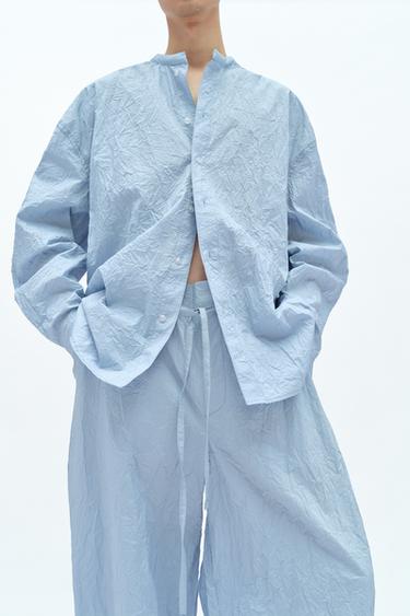 CREASED-EFFECT SHIRT X FANGLU LIN - Light blue by Zara