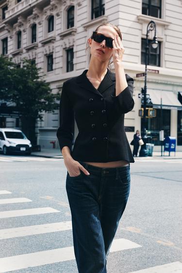 DOUBLE-BREASTED KNIT BLAZER - Black by Zara