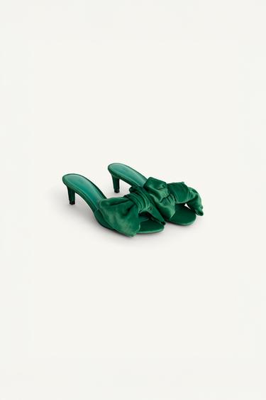 LIMITED EDITION MAXI BOW HEELED SANDALS - Green by Zara