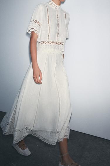 ZW COLLECTION CROCHET SKIRT - Ecru by Zara