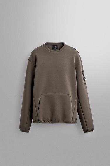 TECHNICAL CREW NECK SWEATSHIRT - Sand by Zara