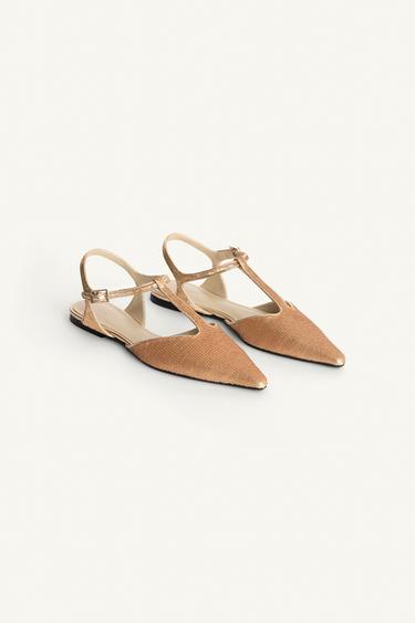 LIMITED EDITION SEQUIN FLAT SHOES - Gold by Zara