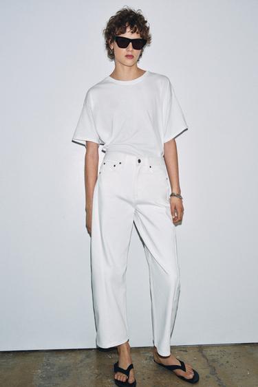 ZW COLLECTION MID-RISE RELAXED ANKLE JEANS - White by Zara