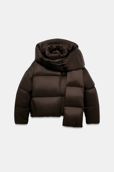WATER-REPELLENT AND WINDPROOF DOWN JACKET WITH HOODIE - Brown by Zara