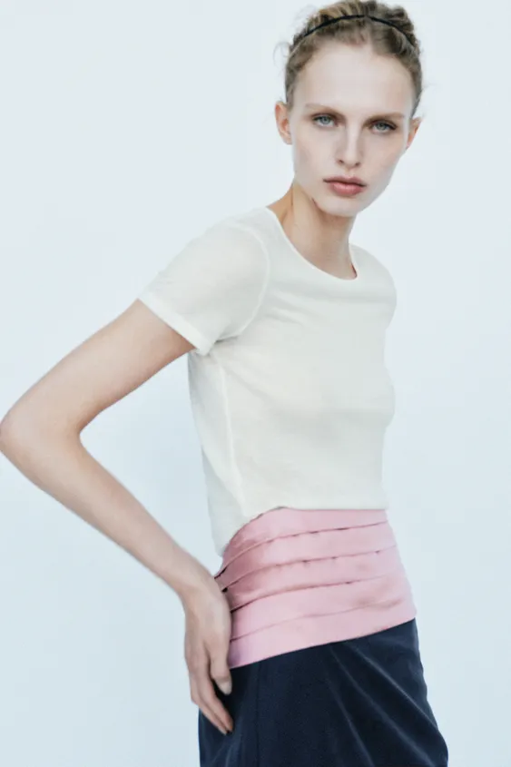 PLEATED OBI BELT - Pink by Zara - Image 0