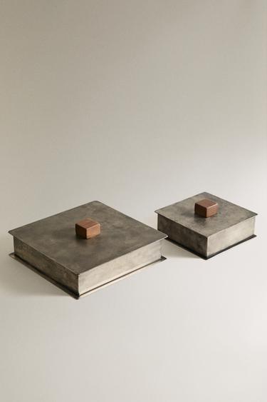 METAL BOX WITH WOODEN HANDLE - Grey by Zara