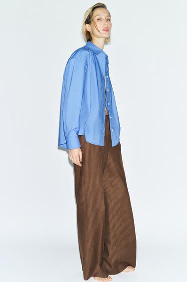 ZW COLLECTION OVERSIZE POPLIN SHIRT - Blue by Zara