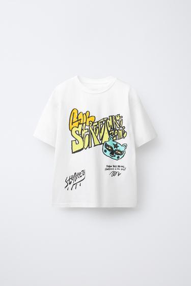 GRAFFITI PRINT T-SHIRT - Oyster-white by Zara - Image 0