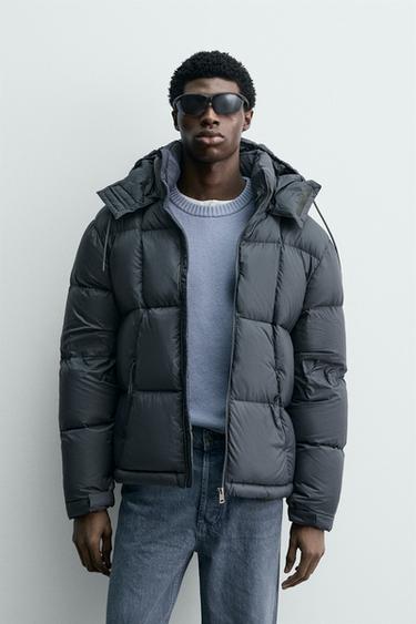 100% FEATHER WATER-REPELLENT PUFFER JACKET - Blue / Grey by Zara