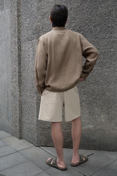 100% LINEN SHIRT - Brown / Taupe by Zara