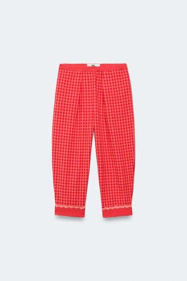 2-14 YEARS / LIMITED EDITION GINGHAM TROUSERS - Red / Orange by Zara