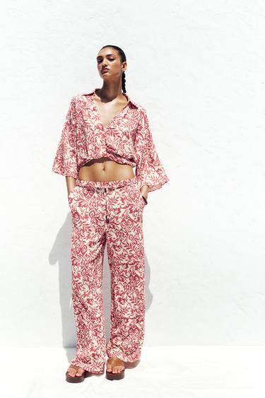 PRINTED RUSTIC WIDE-LEG TROUSERS - Multicoloured by Zara - Image 0