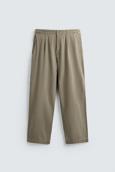 LOOSE-FITTING COTTON/LINEN TROUSERS - camel by Zara