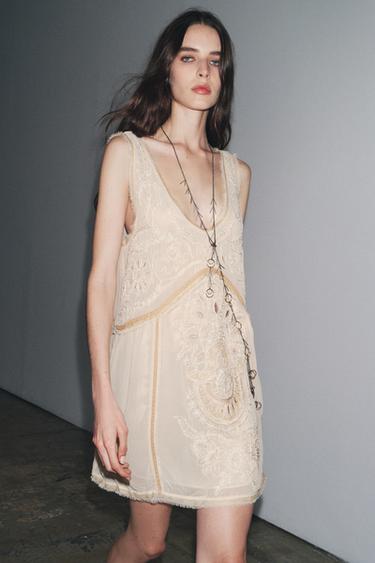 ZW COLLECTION EMBROIDERED DRESS - Ecru by Zara