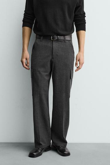 COMFORT STRAIGHT-LEG CARGO TROUSERS - Grey by Zara