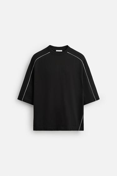 SWEATSHIRT WITH CONTRAST PIPING - Black by Zara