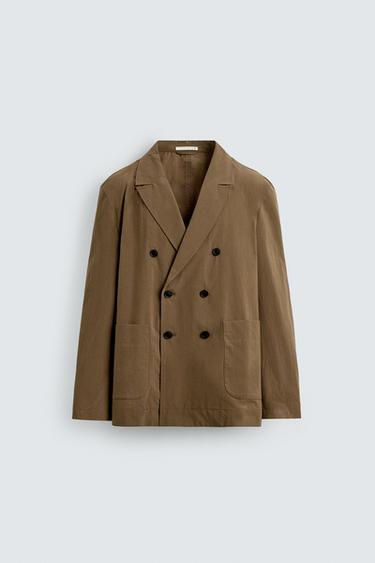 RELAXED FIT DOUBLE-BREASTED BLAZER - Light camel by Zara