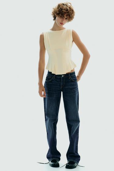 PLEATED ZIP T-SHIRT - Yellow by Zara