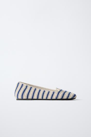 CROCHET BALLET FLATS - Blue by Zara