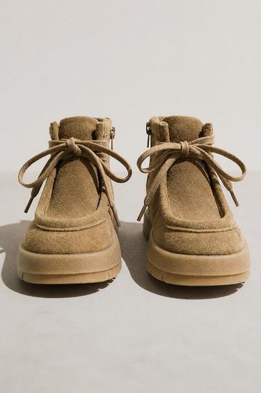 LEATHER ANKLE BOOTS - Sand Brown by Zara