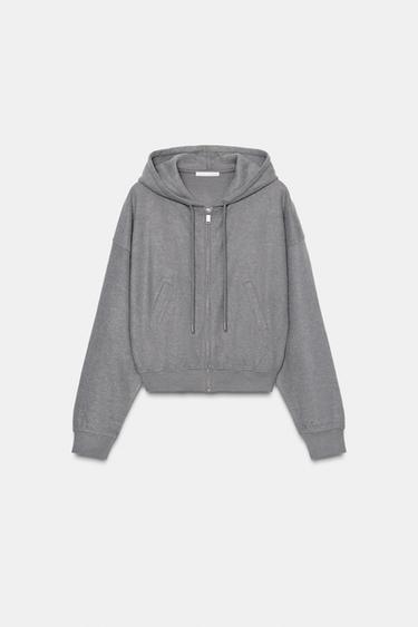 SOFT RIB HOODIE - Mid-grey by Zara