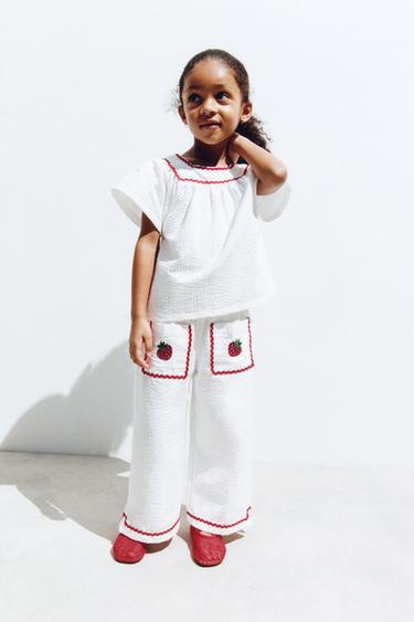 CULOTTES WITH CONTRAST WAVY TEXTURE - Oyster-white by Zara