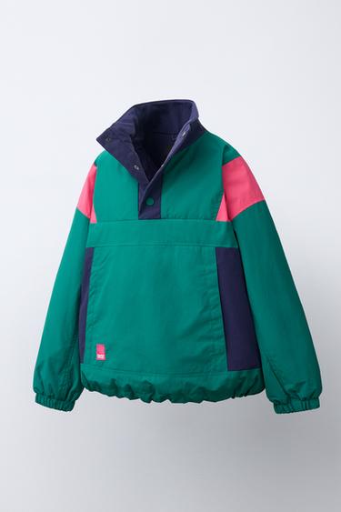 WATER-REPELLENT COLOUR BLOCK ANORAK - Emerald by Zara