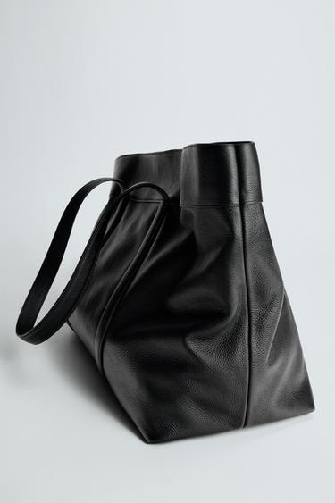 LIMITED EDITION LEATHER TOTE BAG - Black by Zara