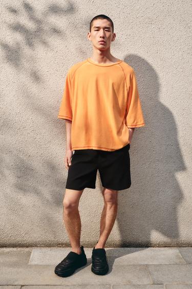 CONTRAST KNIT T-SHIRT - Orange by Zara