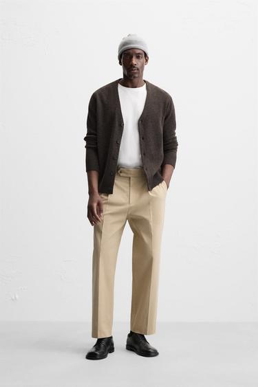 STRAIGHT-LEG PLEATED TROUSERS - Ecru by Zara - Image 0