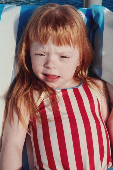 ZARA TIMELESS - STRIPED SWIMSUIT - Ecru / Red by Zara