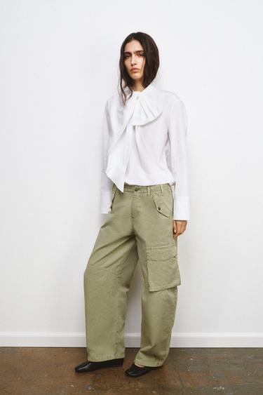 ZW COLLECTION CARGO TROUSERS - Light khaki by Zara