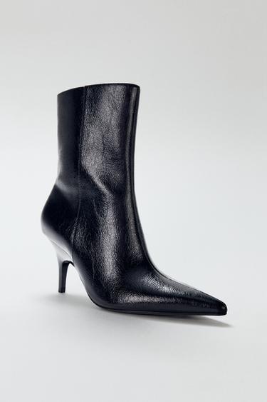 CRACKLED HEEL ANKLE BOOTS - Black by Zara