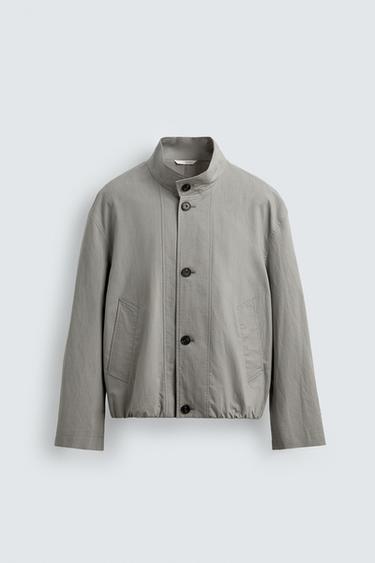 RELAXED FIT TEXTURED CHECK JACKET - Grey by Zara