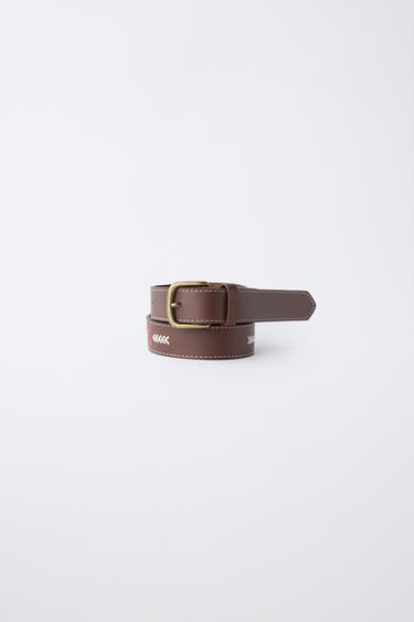 EMBROIDERED BELT - Brown by Zara