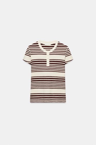 STRIPED HENLEY T-SHIRT - Stripes by Zara