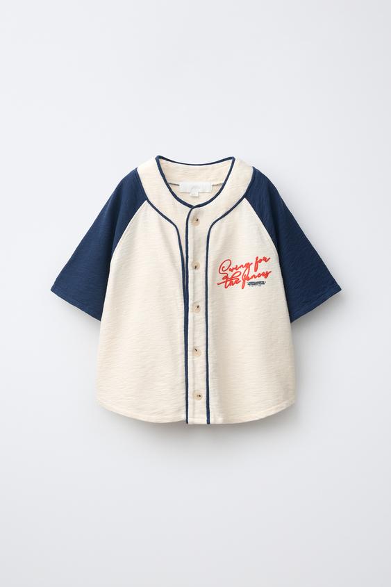 BASEBALL SLOGAN SHIRT - Blue by Zara - Image 0