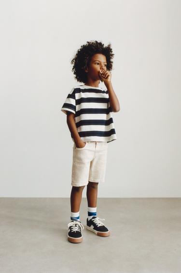 STRIPED T-SHIRT - Navy blue by Zara
