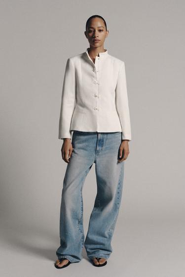 ZW COLLECTION PEPLUM BLAZER WITH FROG FASTENING - Oyster-white by Zara