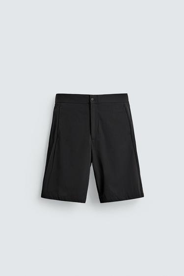 RELAXED FIT TECHNICAL BERMUDA SHORTS - Black by Zara